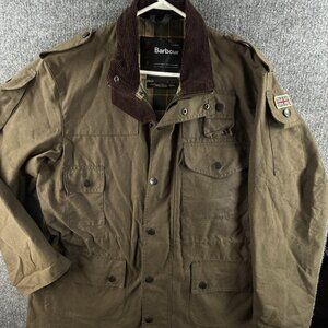 Barbour A550 Cowen Commando Waxed Jacket Men Zip Green Military Style Lined C42